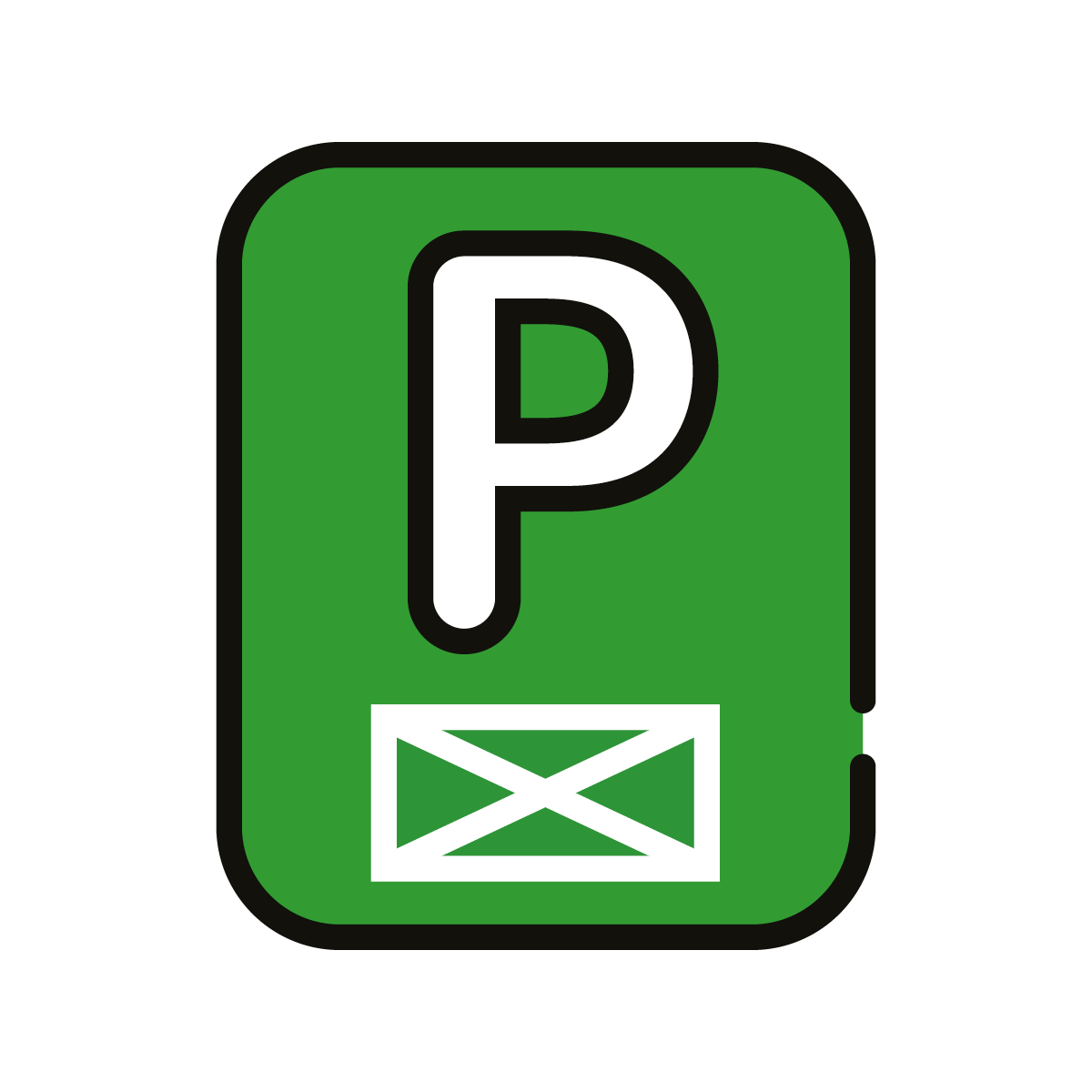 symbol parkingu z kopertą